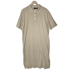 Pomander Place Knit Henley Shirt Dress Short Sleeve Size XL Beige